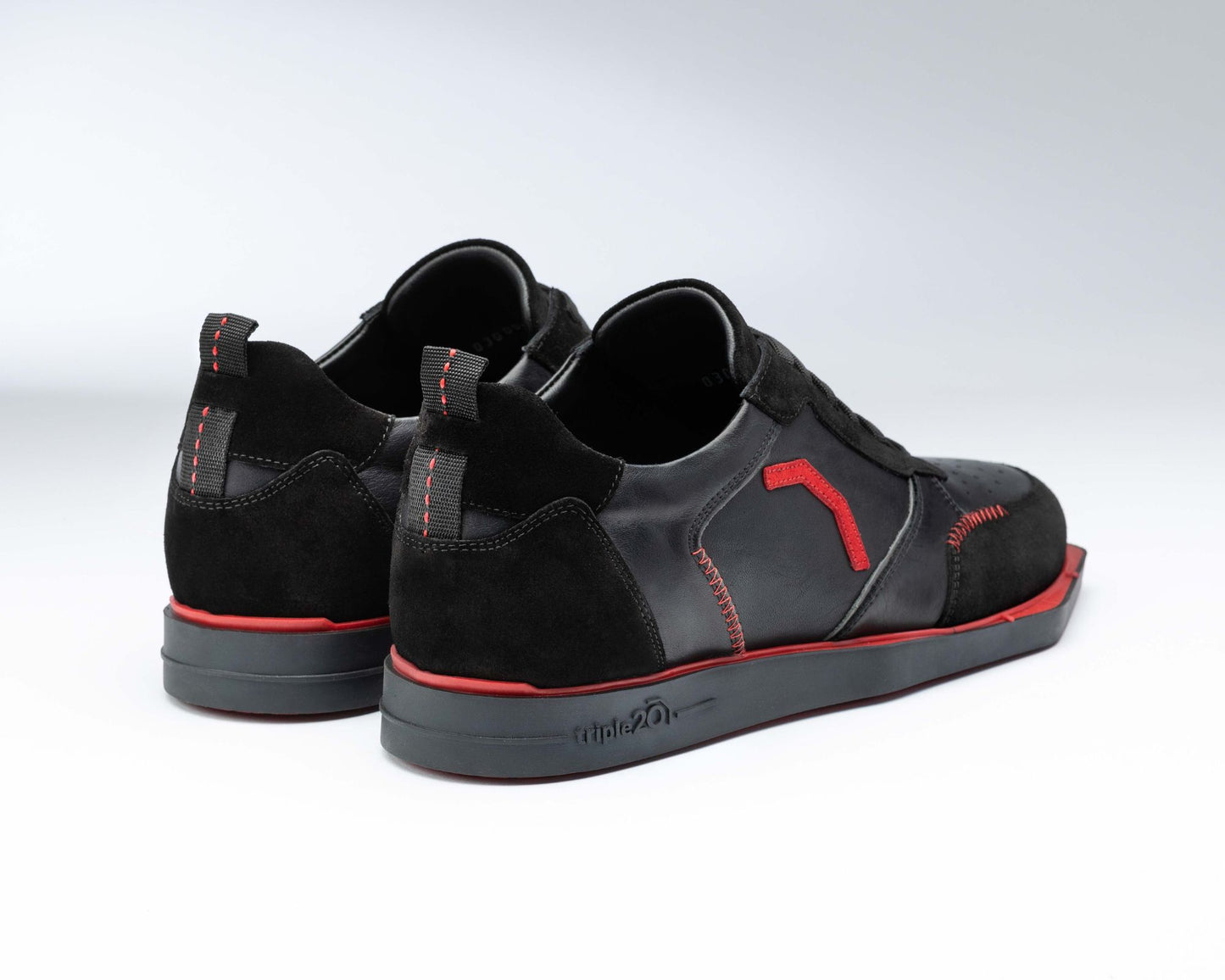 triple20® - Dartschuhe Leder - schwarz-rot