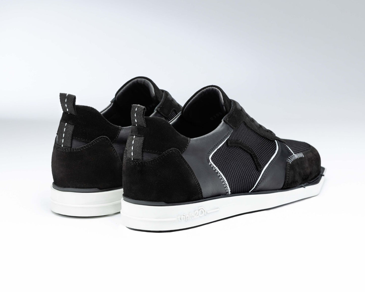 triple20® - Dartschuhe - Leder und sportives Mesh schwarz/weiß