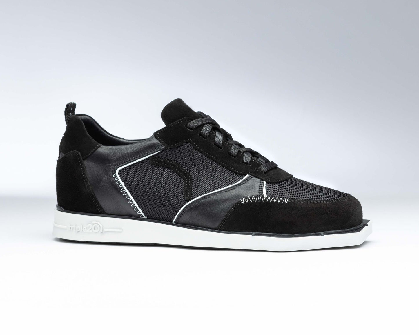 triple20® - Dartschuhe - Leder und sportives Mesh schwarz/weiß