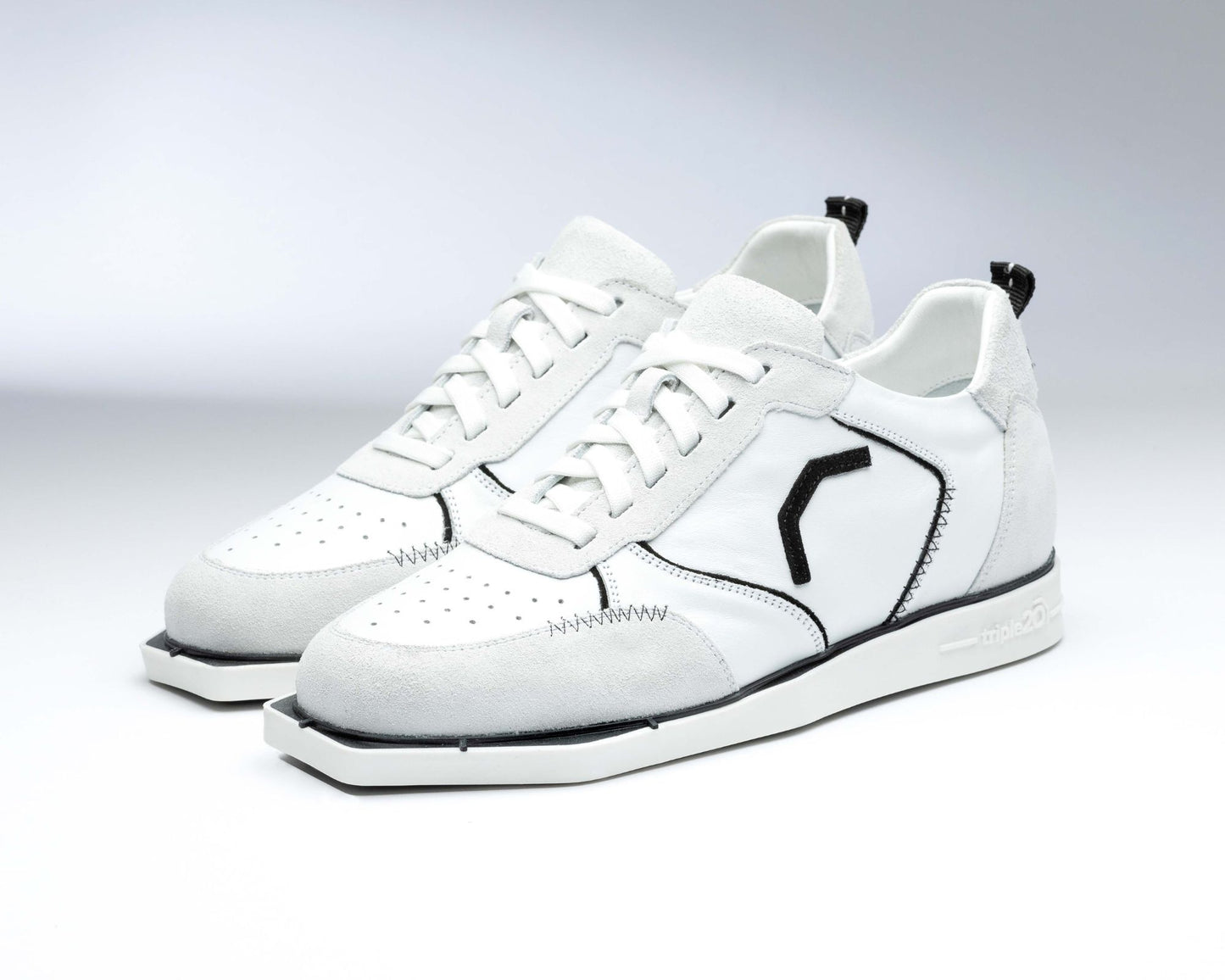 triple20® - Dartschuhe - Leder weiß schwarz