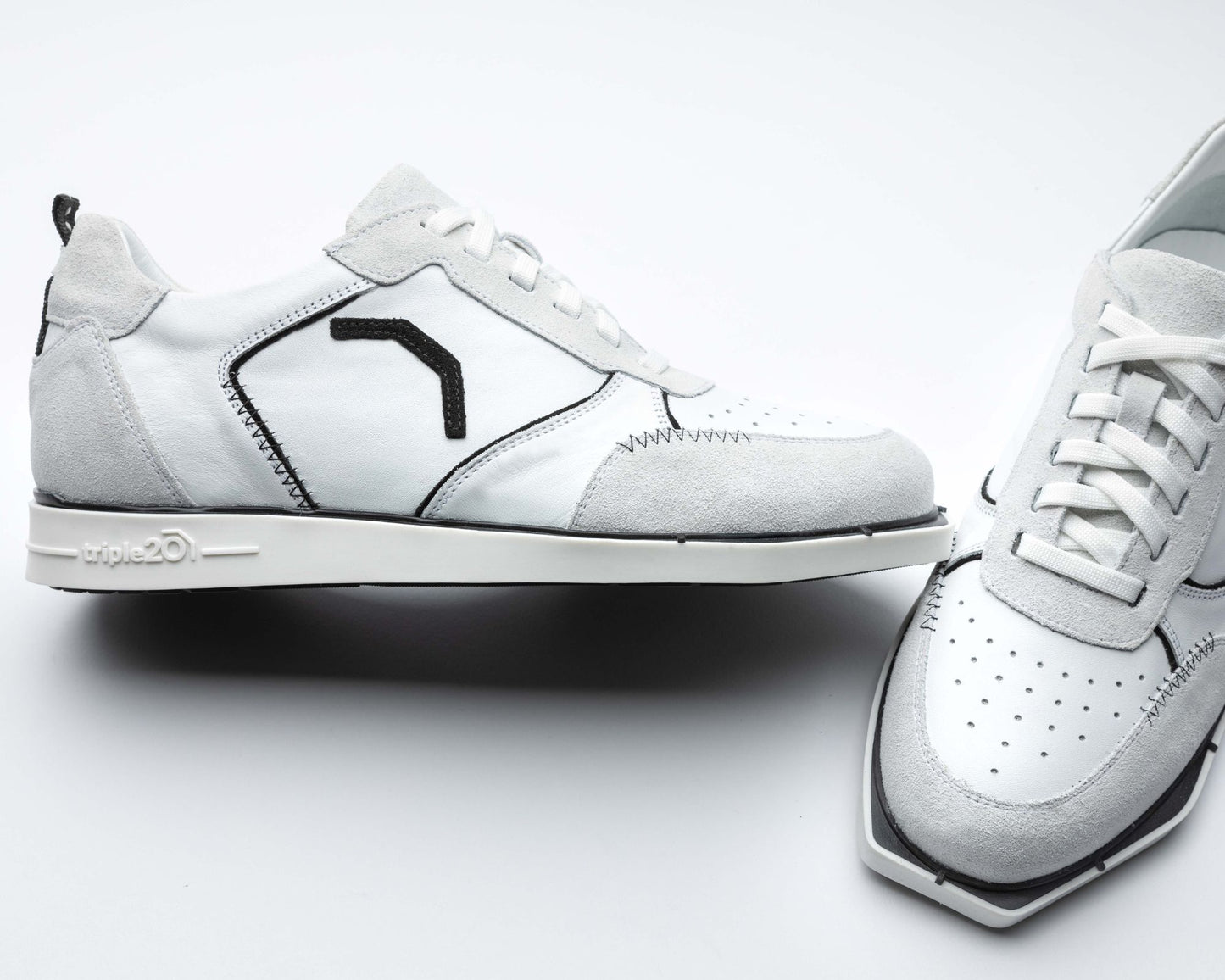 triple20® - Dartschuhe - Leder weiß schwarz
