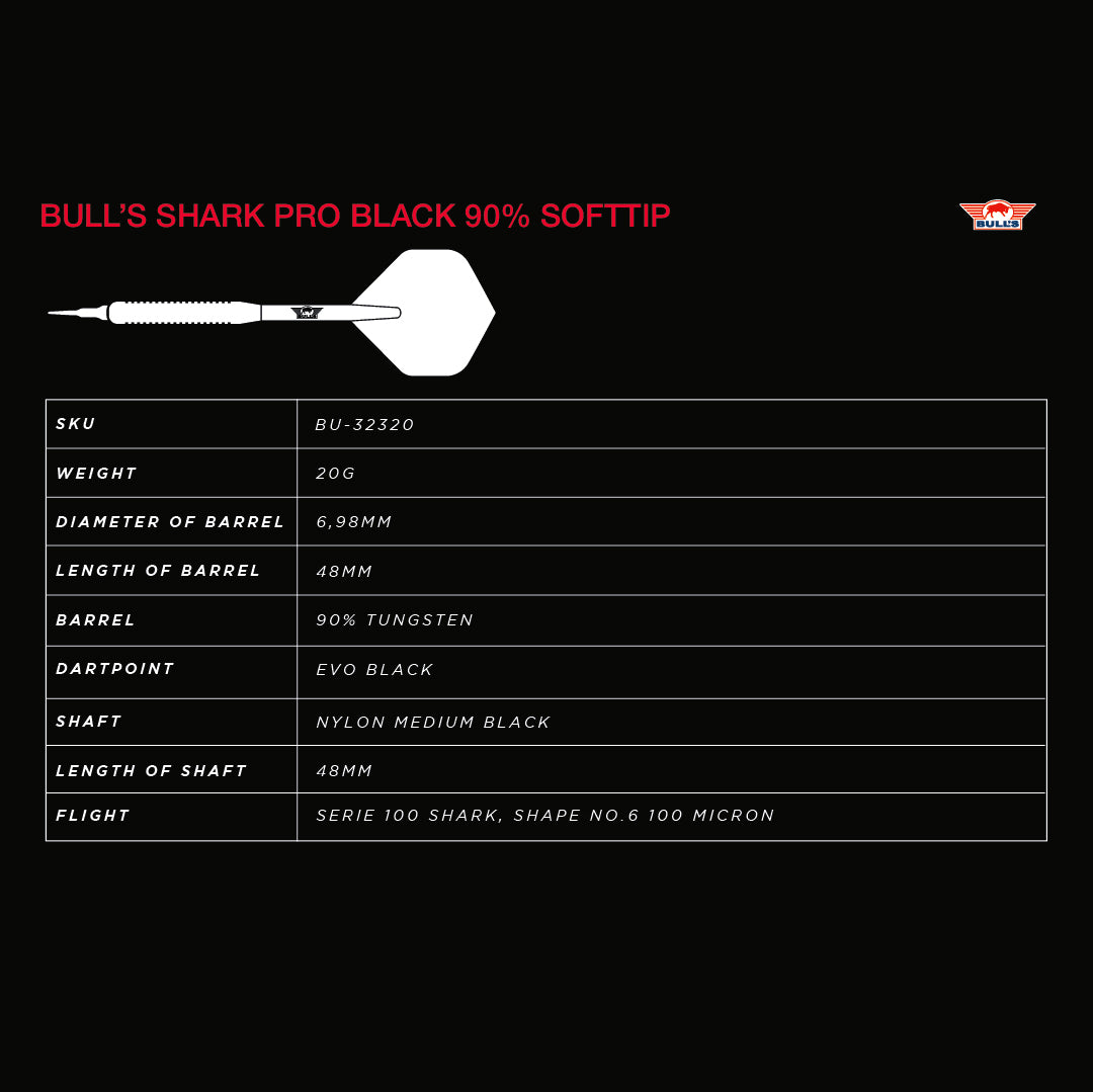 Bull's - Softtip Shark Pro Black 90% 20g
