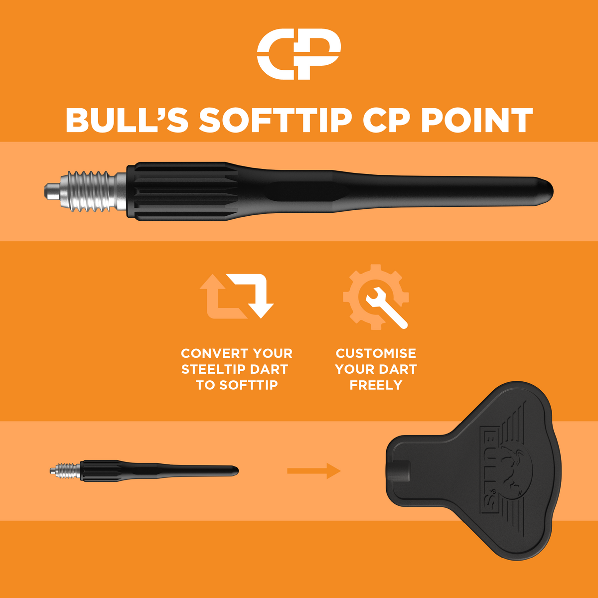 Bull's - CP Softtips Black 25mm 15 pcs